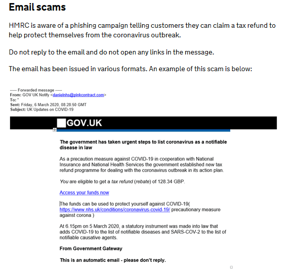 hmrc covid scams